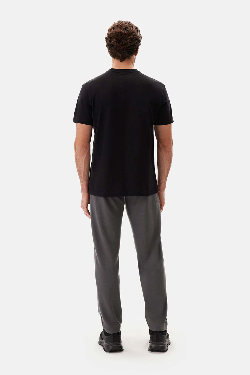 Siyah Bisiklet Yaka Kısa Kollu Supima Tişört