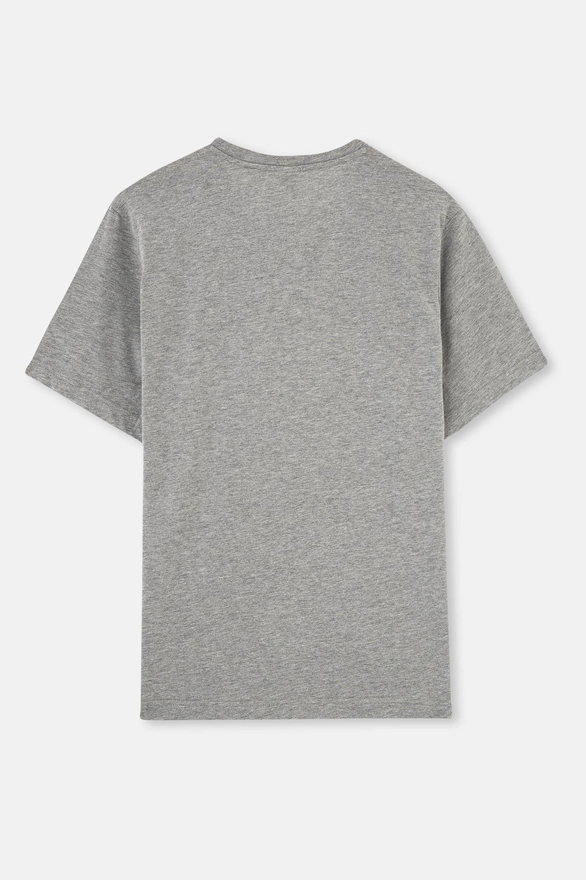 Gri Melanj Bisiklet Yaka Kısa Kollu Süprem Tişört