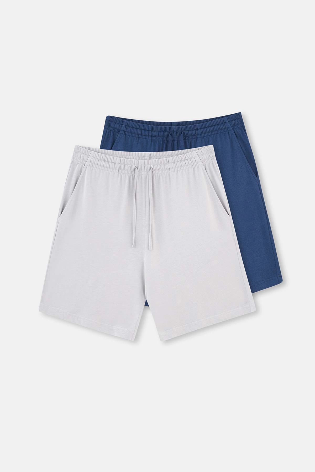 Gri-Indigo Indıgo- Pamuk Modal Ikili Örme Şort
