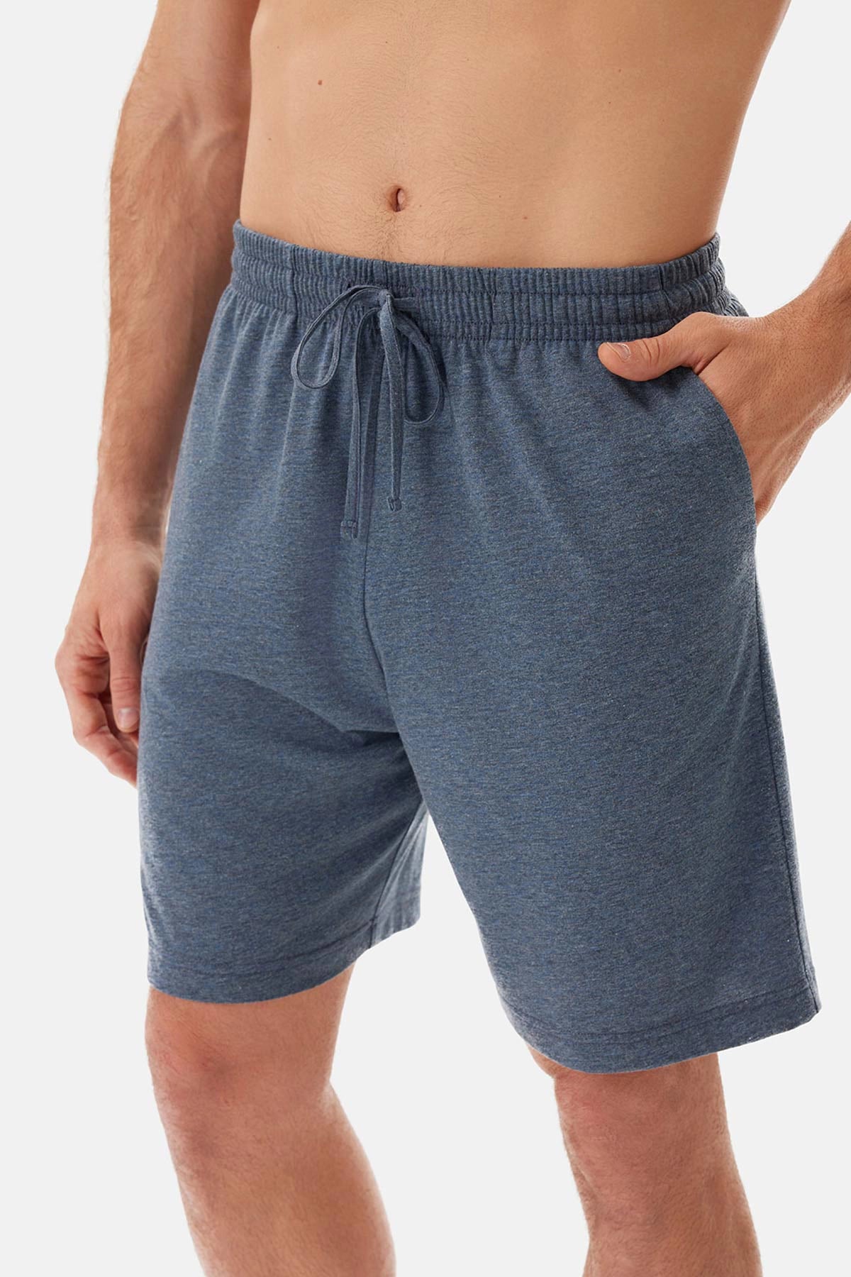 Lacivert Melanj Modal Örme Şort Pijama Altı