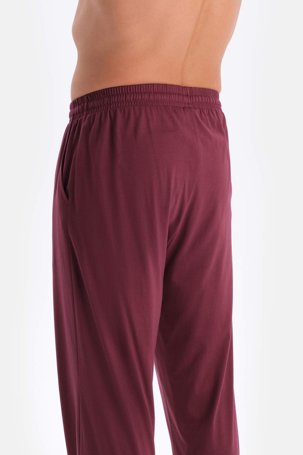 Bordo V Yaka Uzun Kollu Pamuk Modal Pijama Takımı