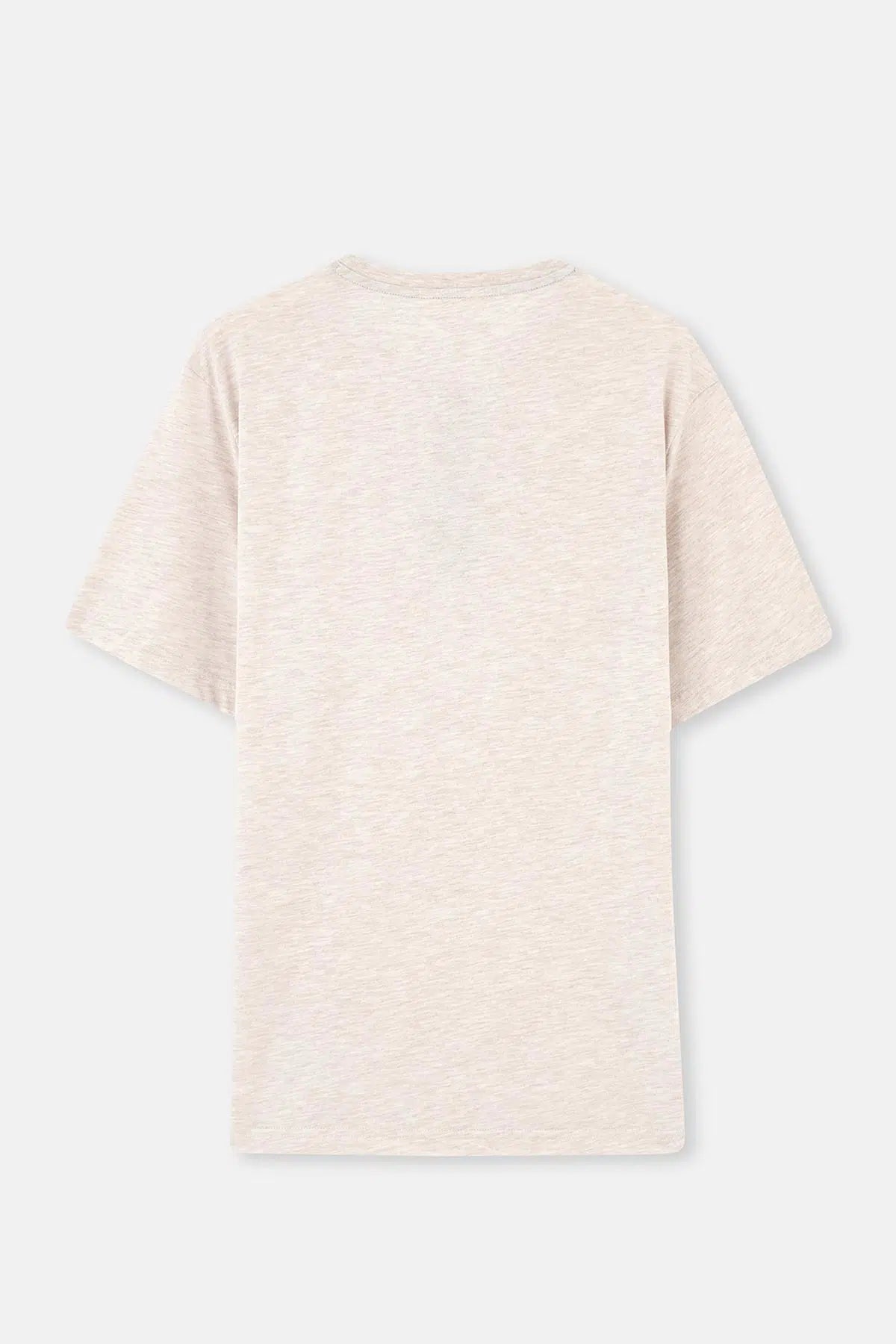 Bej Yarım Patlı Kısa Kollu Pamuklu Pijama Takımı