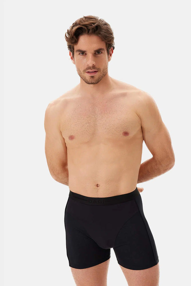 Siyah Basic Yan Detaylı Boxer