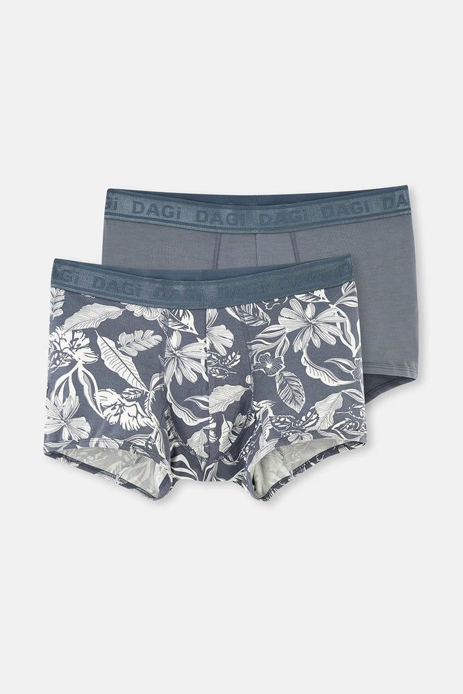 Gri Micro Modal Desenli 2'li Boxer