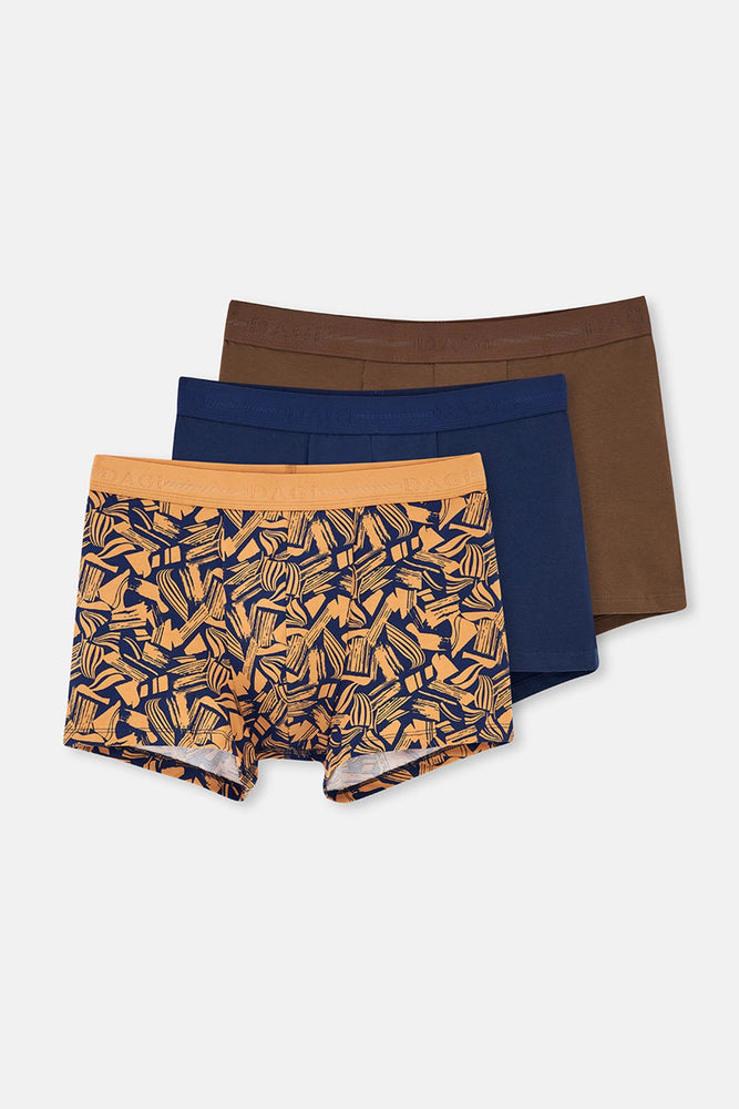Lacivert Pamuk Desenli 3'lü Boxer