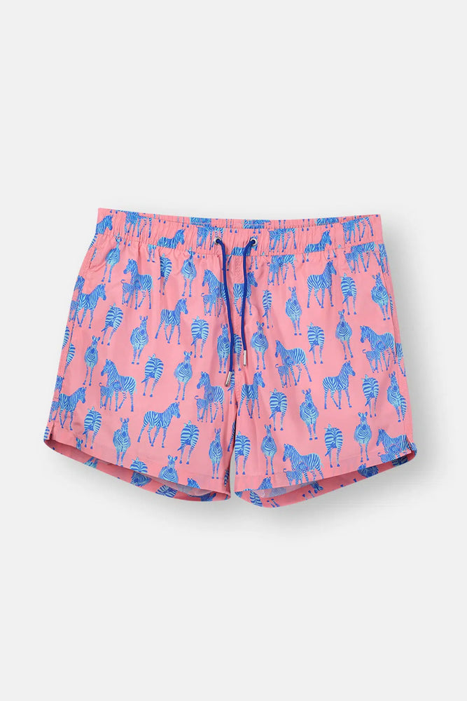 Multicolor Kısa Zebra Desenli Deniz Şortu
