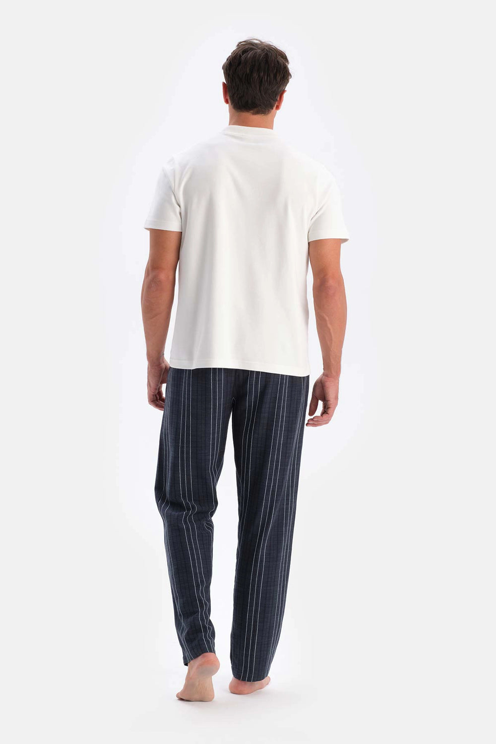 Lacivert Çizgili Dokuma Pantolon