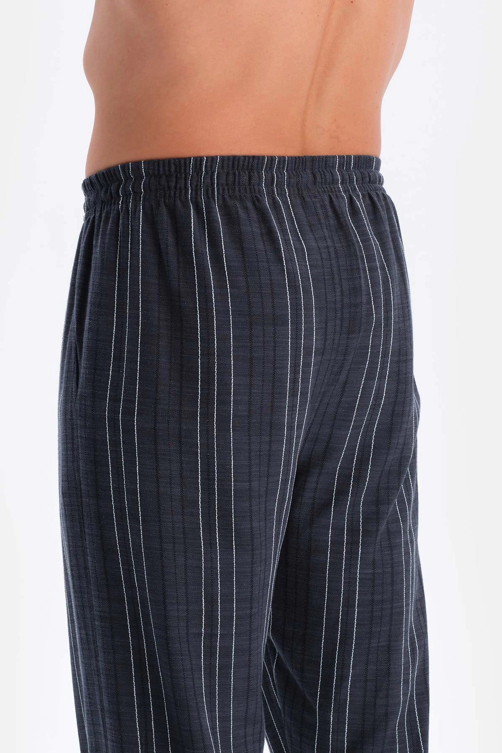Lacivert Çizgili Dokuma Pantolon