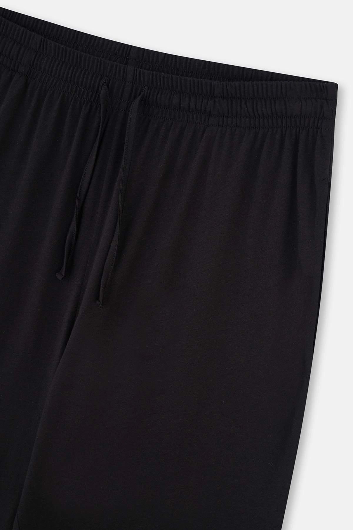 Lacivert-Siyah Pamuk Modal Örme Ikili Jogger Paça Pantolon