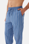 Mavi Çizgili Dokuma Pantolon Pijama Altı