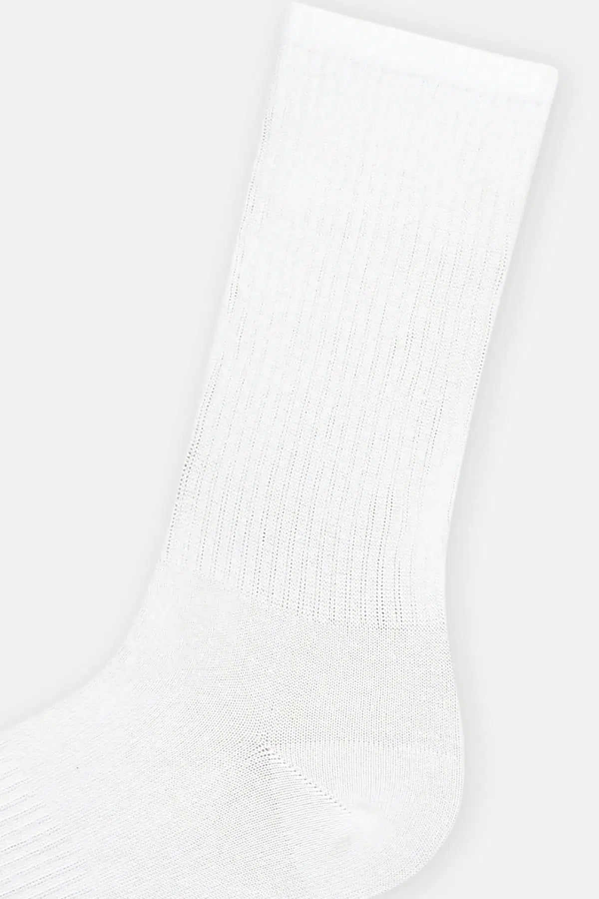 Beyaz Erkek Çizgi Desenli Spor Çorap 2'Li