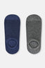 Gri-Lacivert Erkek 2'Li Pamuklu Çizgi Desenli Patik Çorap
