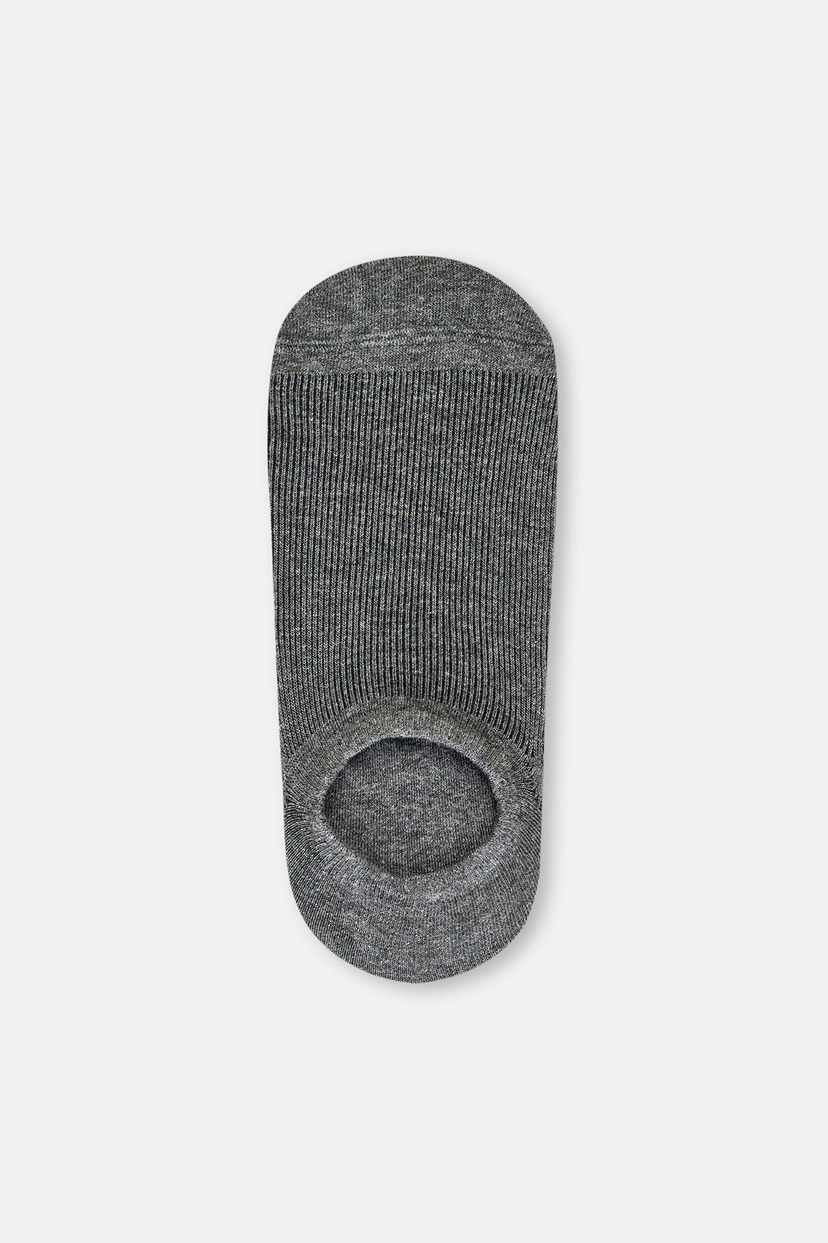 Gri-Lacivert Erkek 2'Li Pamuklu Çizgi Desenli Patik Çorap