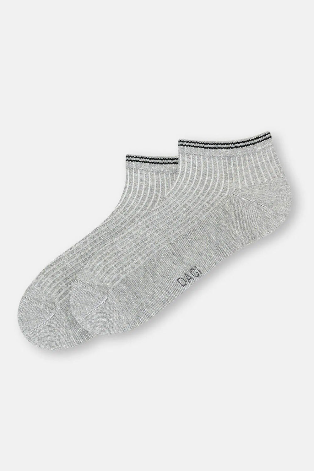 Beyaz-Gri Melanj Erkek 2'Li Pamuklu Rıb Dokulu Patik Çorap