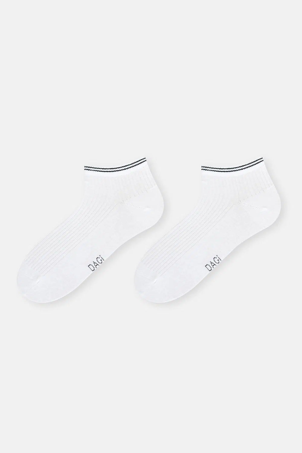 Beyaz-Gri Melanj Erkek 2'Li Pamuklu Rıb Dokulu Patik Çorap