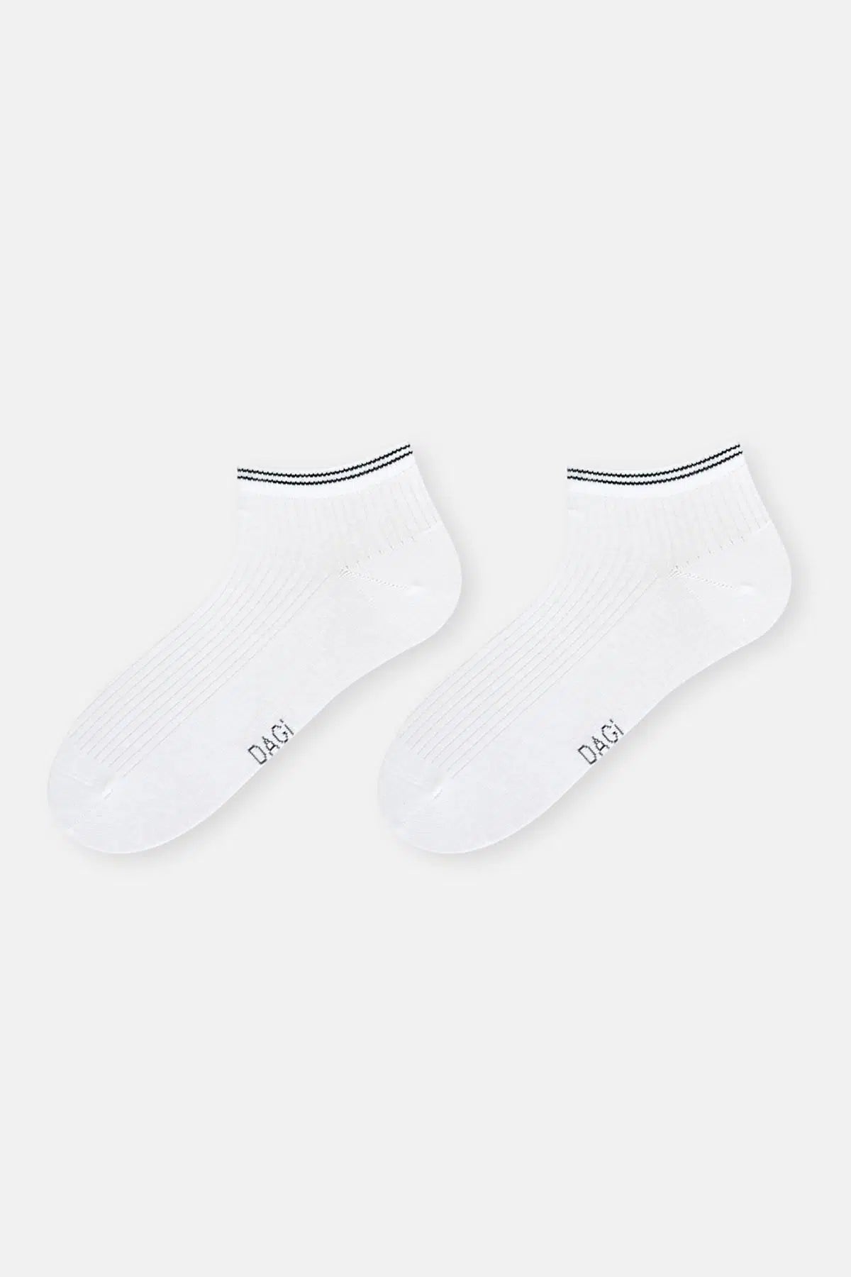 Beyaz-Gri Melanj Erkek 2'Li Pamuklu Rıb Dokulu Patik Çorap