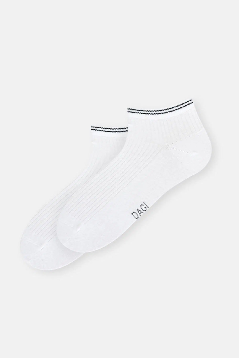 Beyaz-Gri Melanj Erkek 2'Li Pamuklu Rıb Dokulu Patik Çorap
