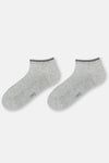 Beyaz-Gri Melanj Erkek 2'Li Pamuklu Rıb Dokulu Patik Çorap