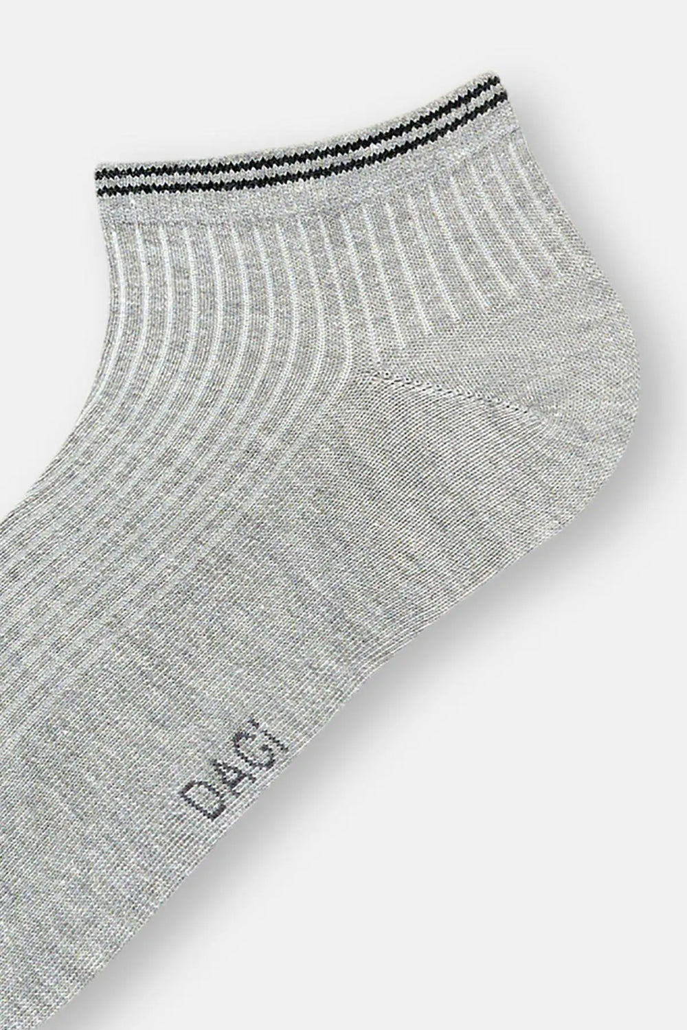 Beyaz-Gri Melanj Erkek 2'Li Pamuklu Rıb Dokulu Patik Çorap