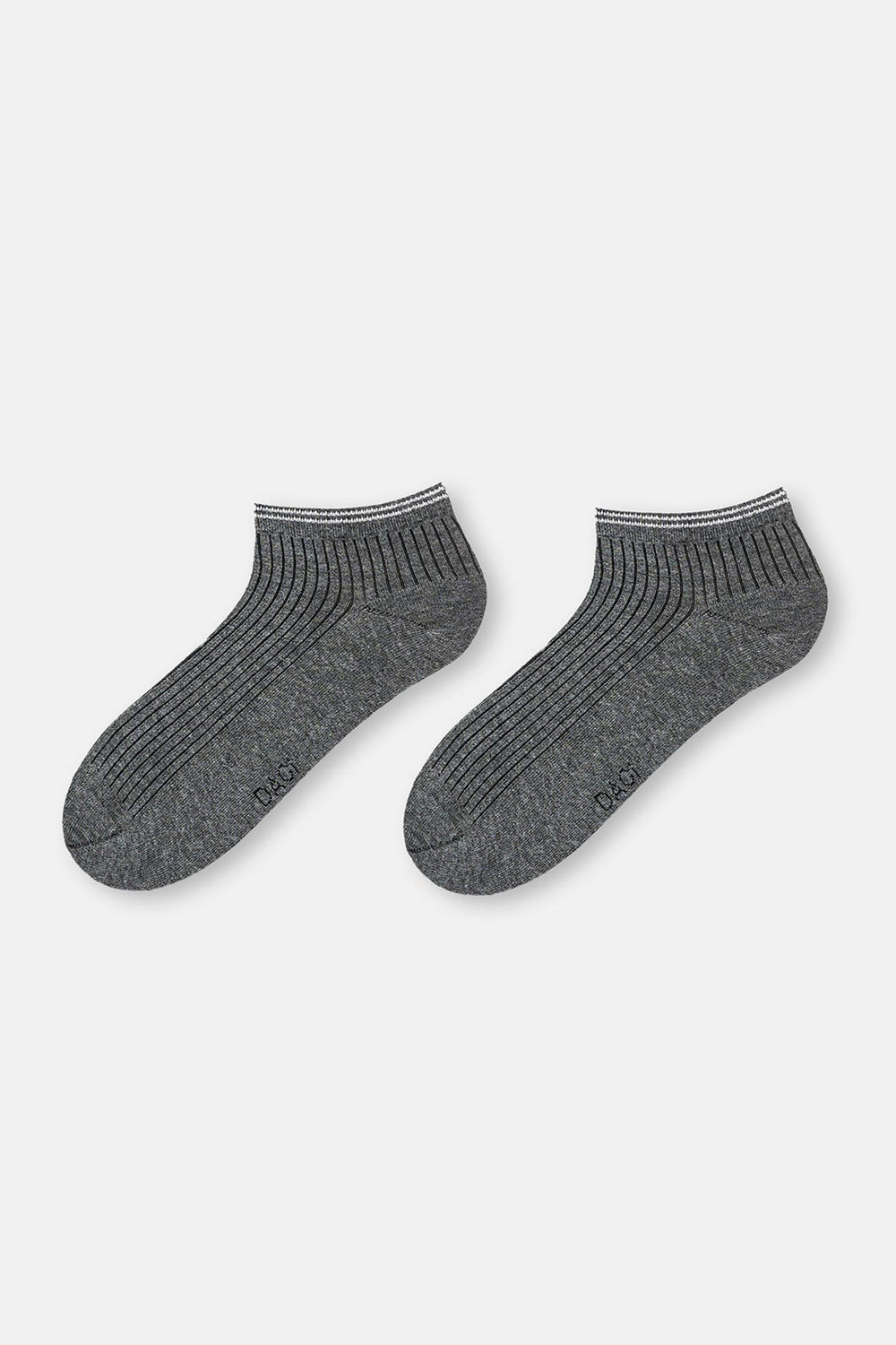 Siyah-Antrasit Melanj Erkek 2'Li Pamuklu Rıb Dokulu Patik Çorap