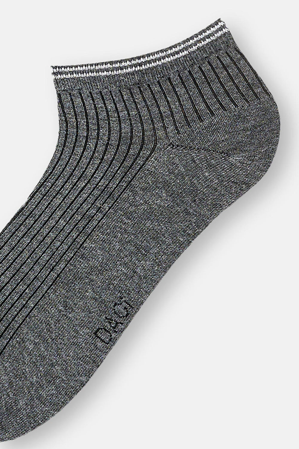 Siyah-Antrasit Melanj Erkek 2'Li Pamuklu Rıb Dokulu Patik Çorap
