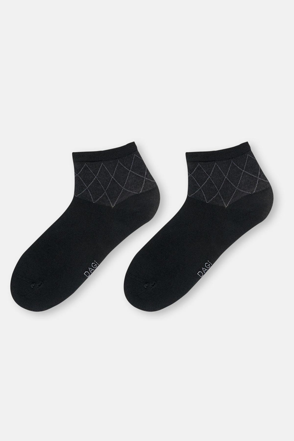 Siyah Erkek 2'Li Bambu Baklava Desen Quarter Çorap