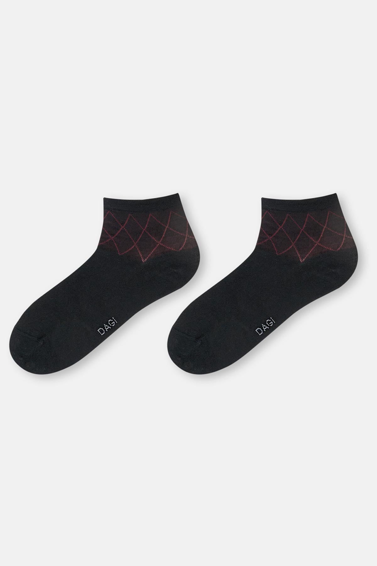 Siyah Erkek 2'Li Bambu Baklava Desen Quarter Çorap