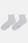 Gri Melanj Erkek Pamuklu Rıb Dokulu Quarter Çorap