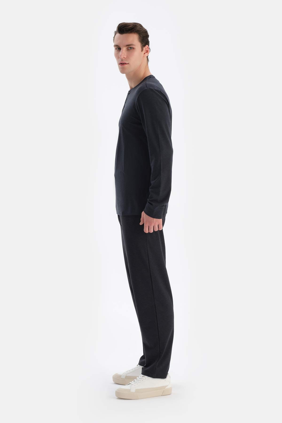 Lacivert Yarım Patlı Regular Fit Everfresh Tişört
