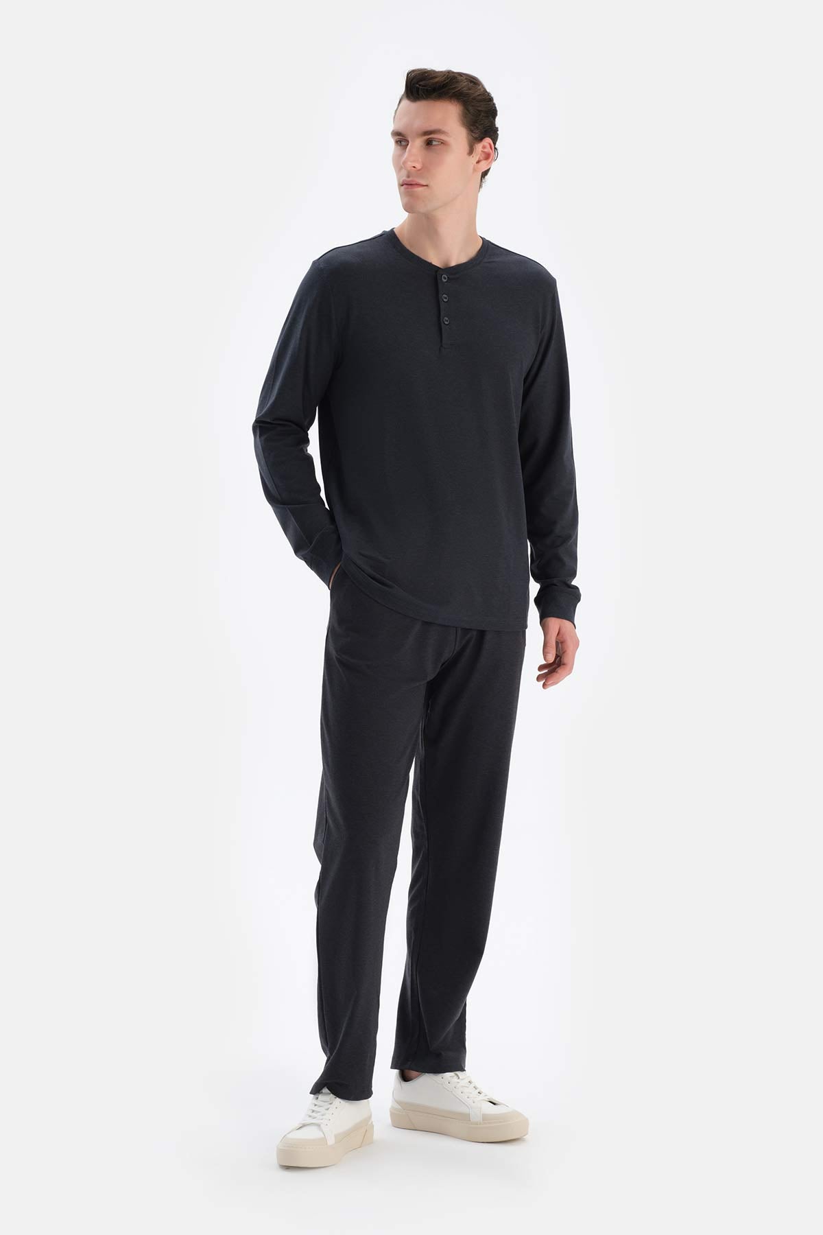 Lacivert Yarım Patlı Regular Fit Everfresh Tişört