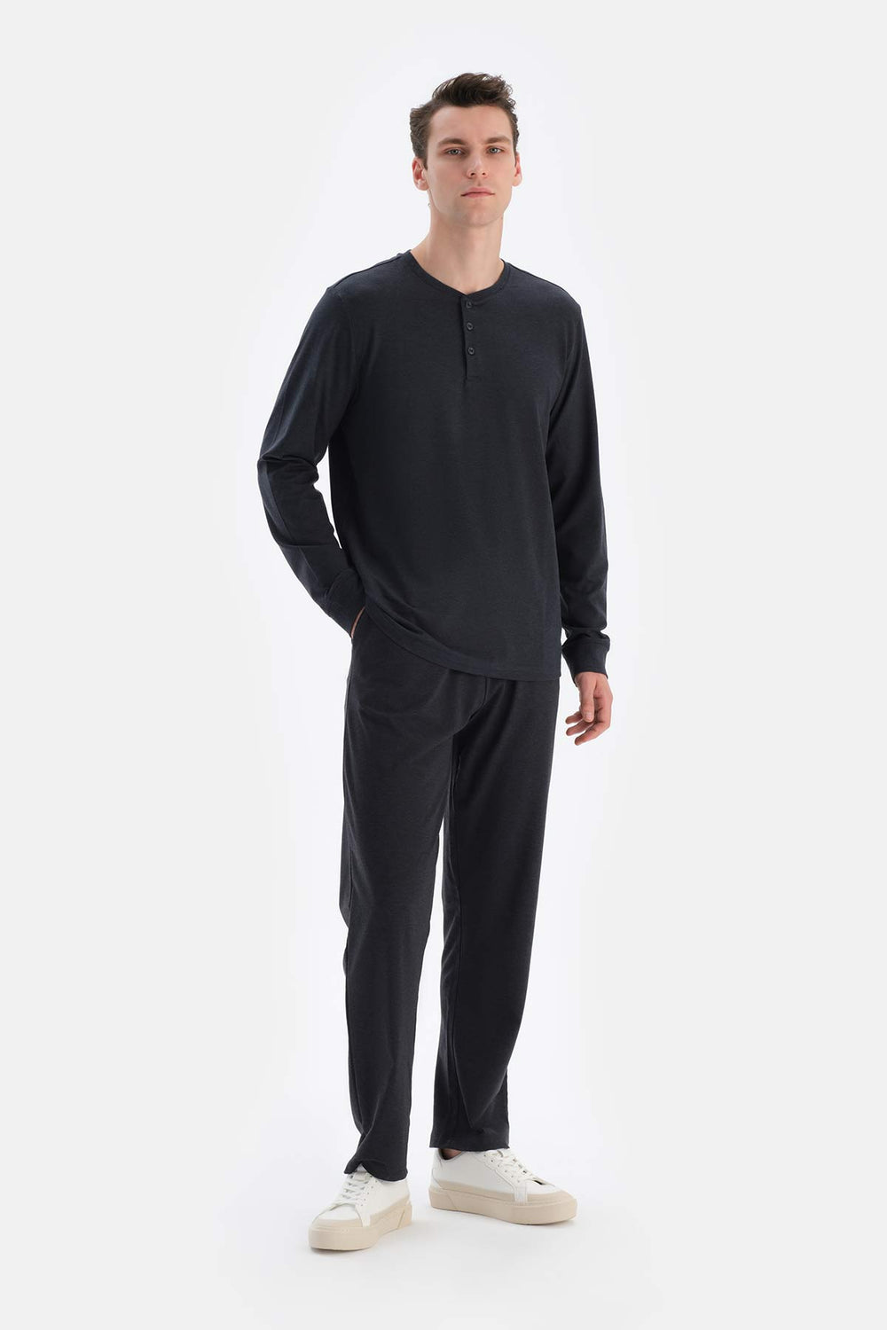 Lacivert Yarım Patlı Regular Fit Everfresh Tişört