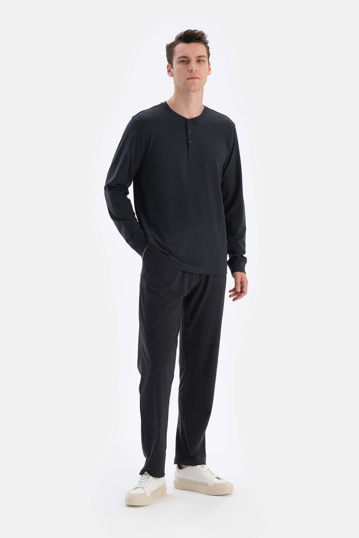 Lacivert Yarım Patlı Regular Fit Everfresh Tişört