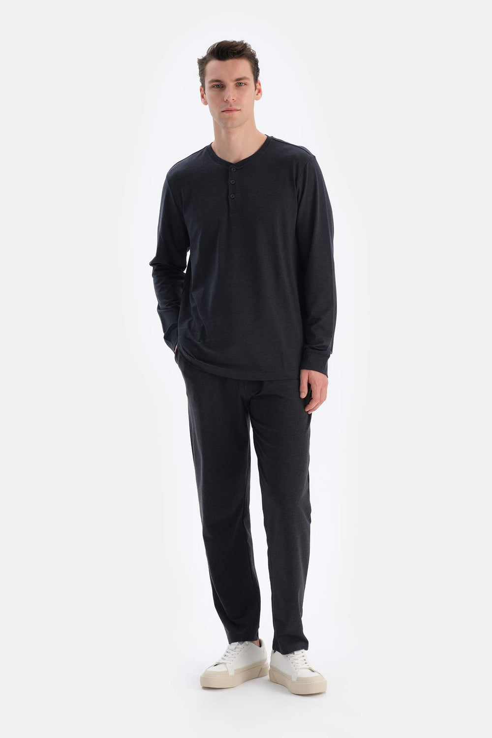 Lacivert Yarım Patlı Regular Fit Everfresh Tişört