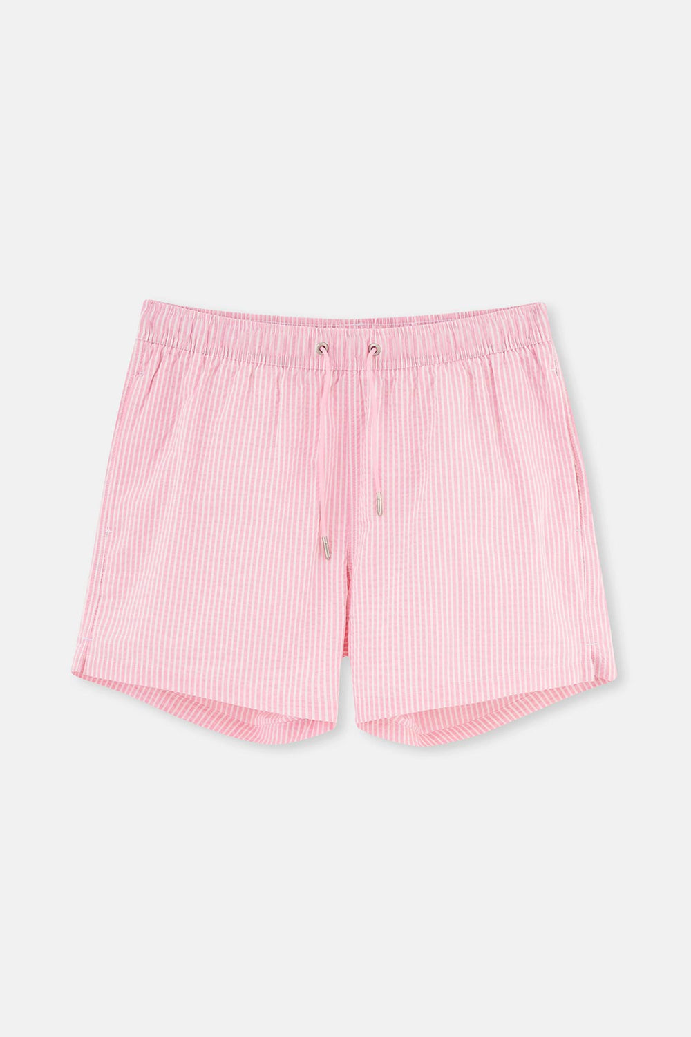 Beyaz-Pembe Kısa Çizgili Deniz Şortu