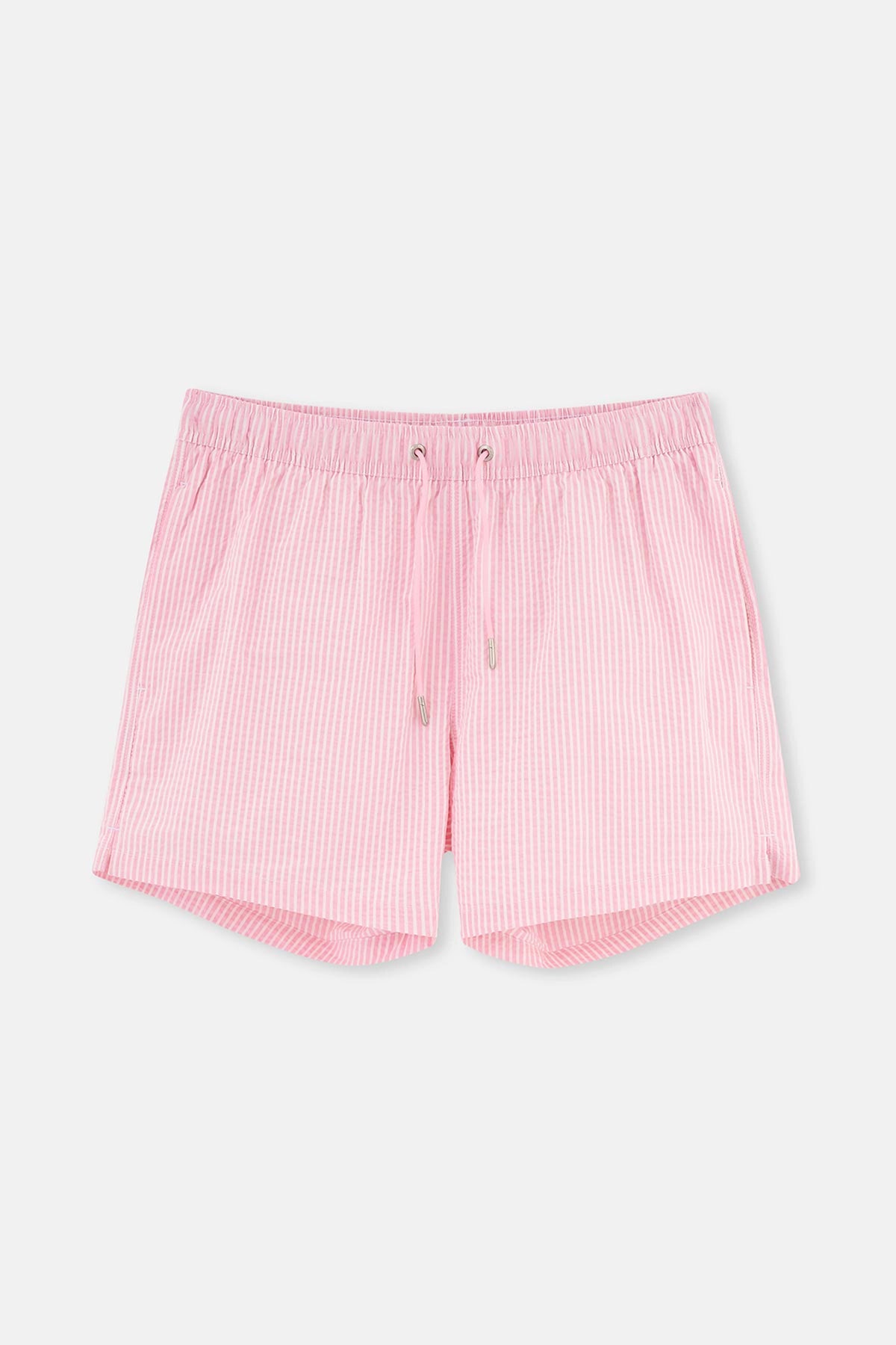 Beyaz-Pembe Kısa Çizgili Deniz Şortu