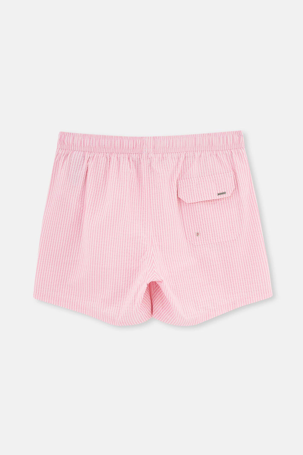 Beyaz-Pembe Kısa Çizgili Deniz Şortu