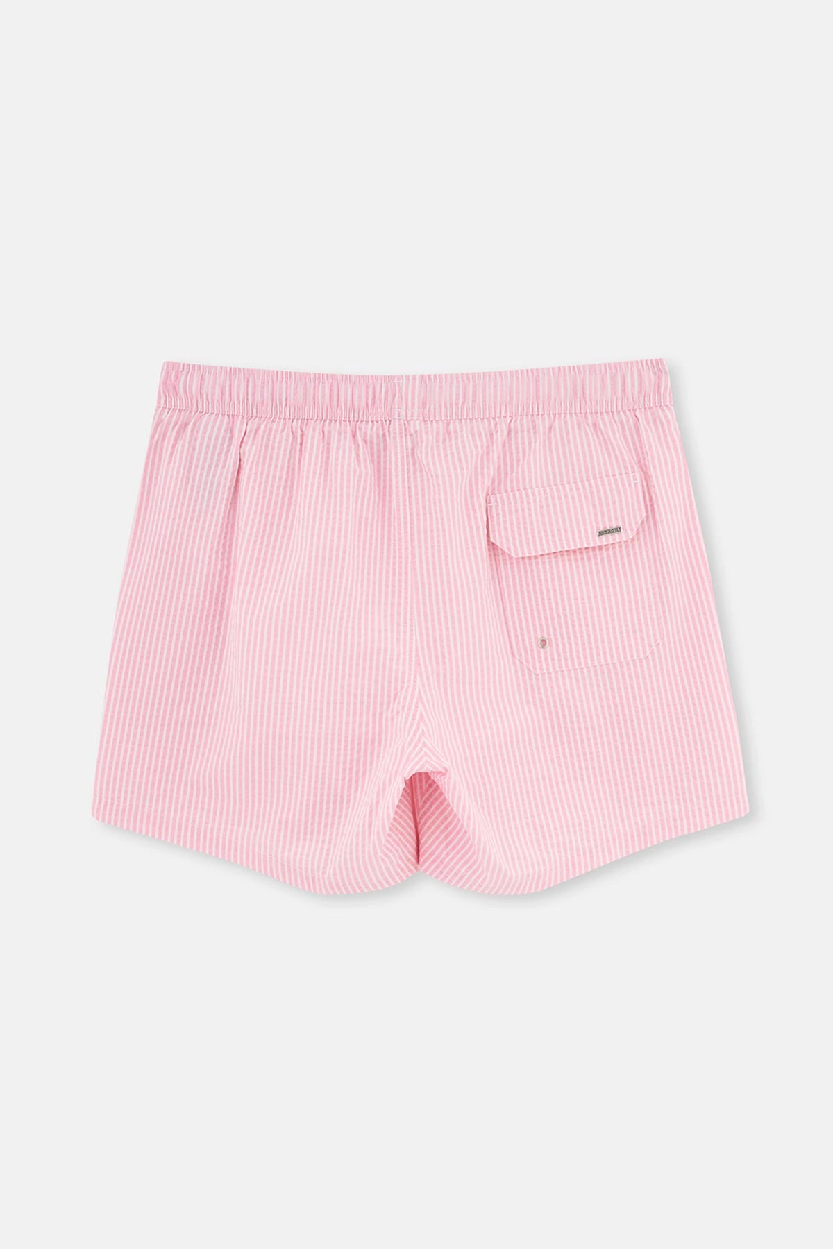 Beyaz-Pembe Kısa Çizgili Deniz Şortu