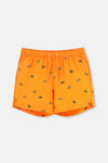 Turuncu Yelken Nakışlı Kısa Deniz Şortu