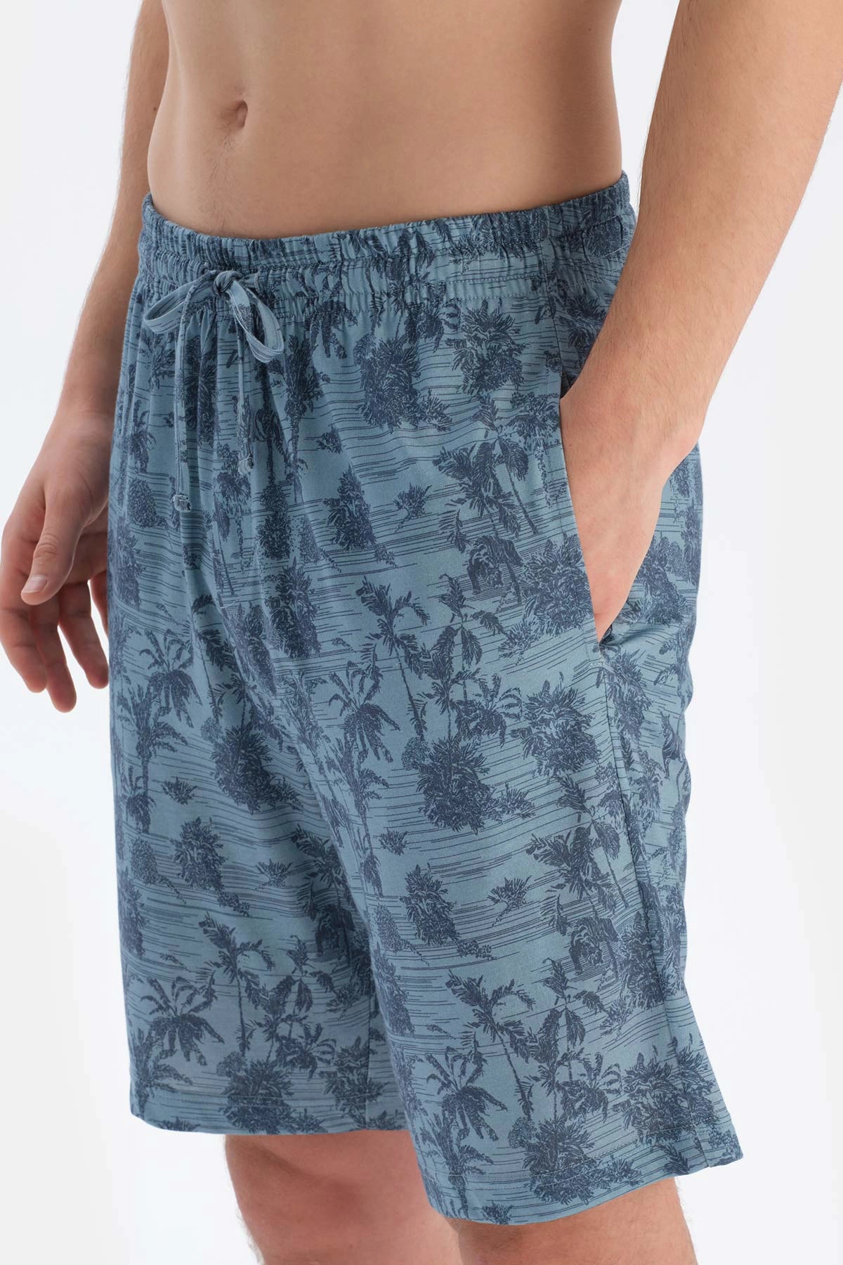 Indigo Bisiklet Yaka Baskılı Tişört Şort Pijama Takımı