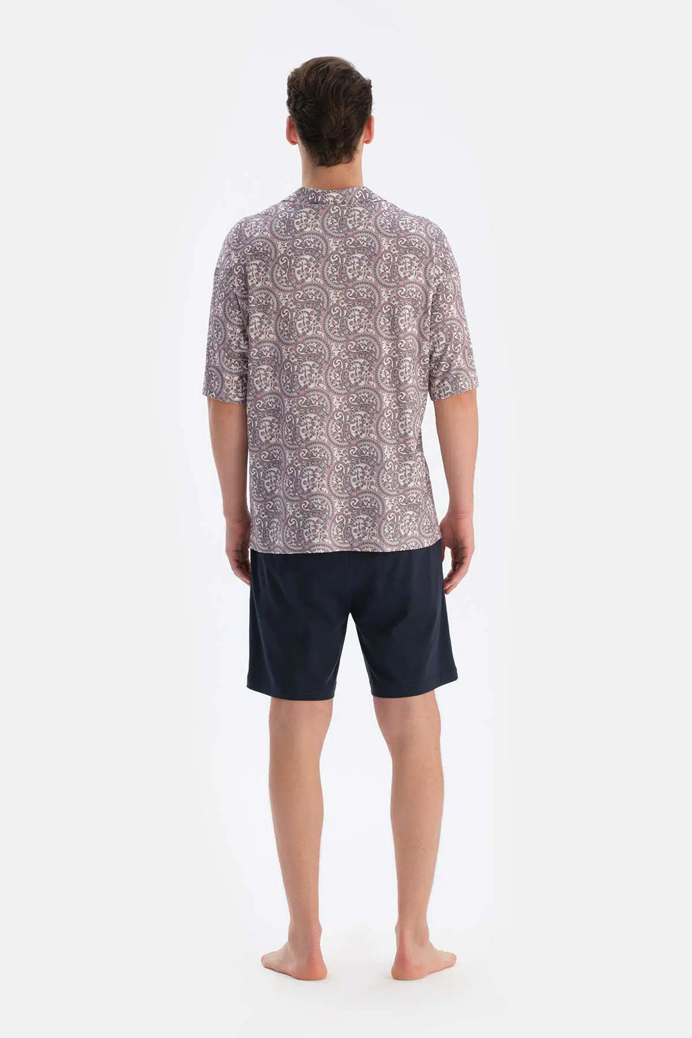 Multicolor Gömlek Yaka Kısa Kollu Desenli Modal Pijama Takımı