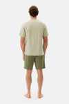 Açık Yeşil Bis Yaka Tişört Şort Pijama Takımı