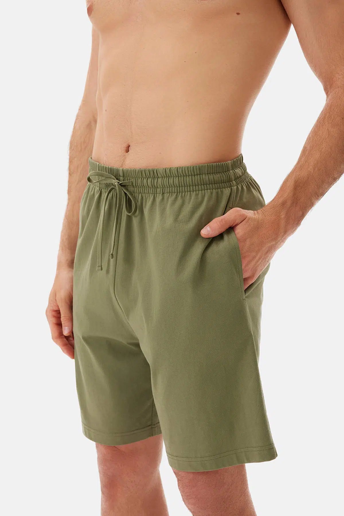 Açık Yeşil Bis Yaka Tişört Şort Pijama Takımı