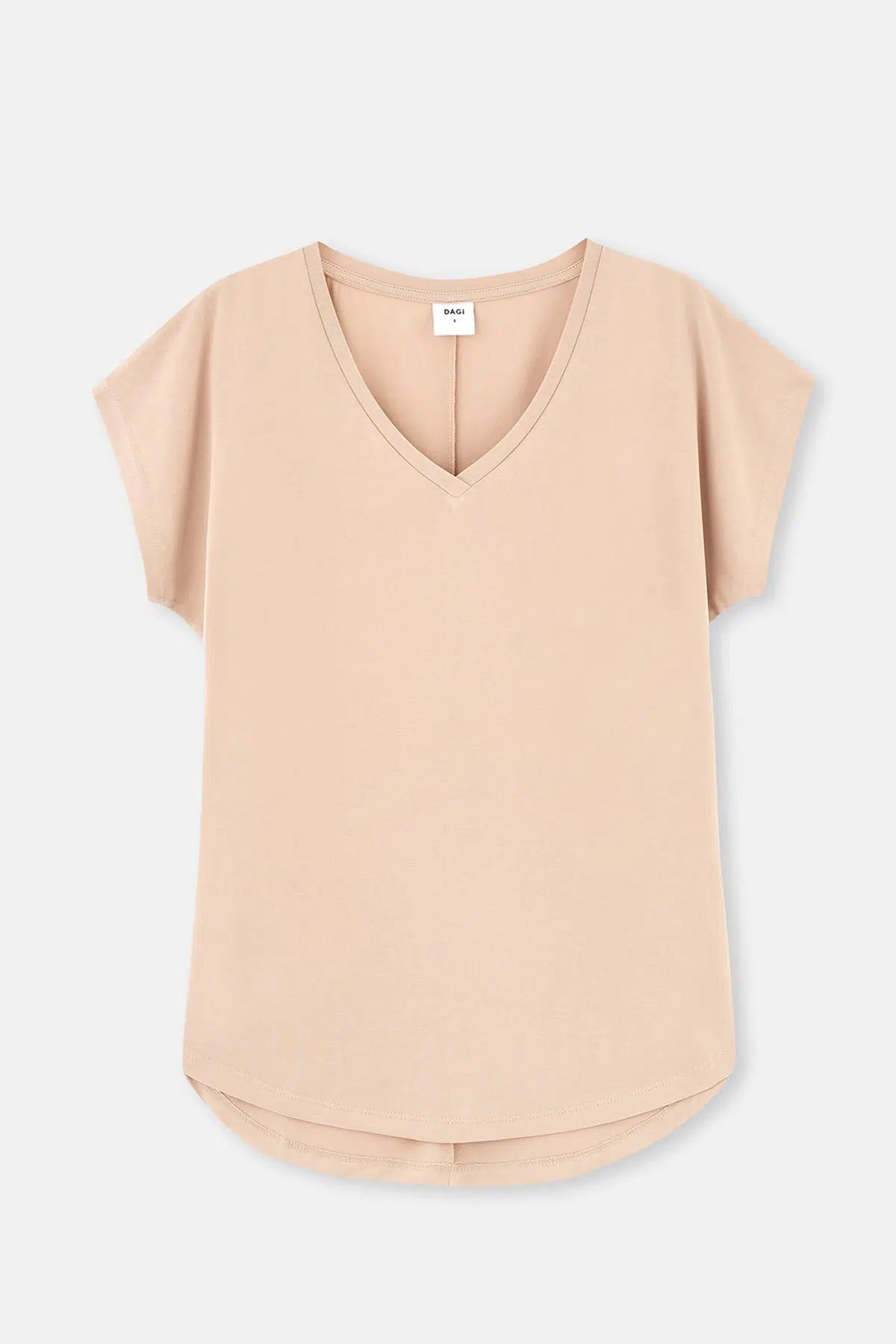 Bej V Yaka Cupro Tişört