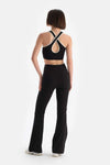 Siyah Dagi Active Kadın Bel Biye Detaylı Ispanyol Paça Tayt