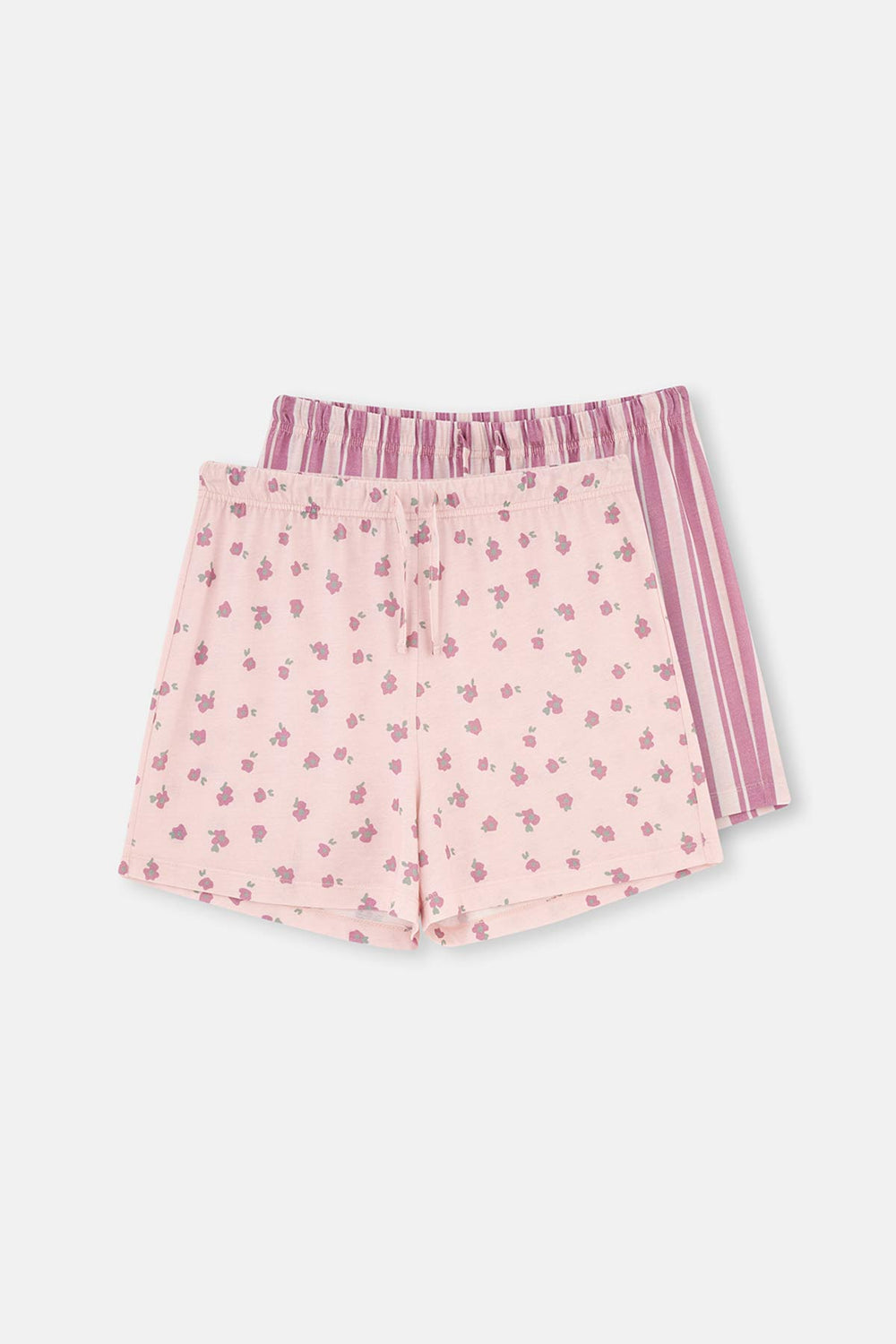 Açık Pembe 2'li Modal Örme Şort Pijama Altı
