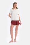 Bordo-Ekru 2'Li Modal Örme Şort