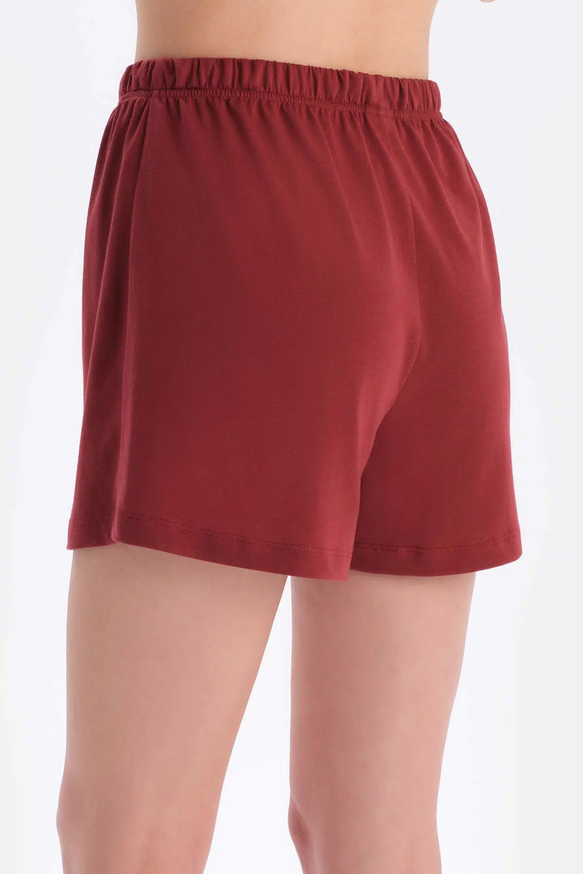 Bordo-Ekru 2'Li Modal Örme Şort