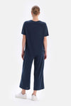 Lacivert Cepli Kısa Paça Cupro Pantolon