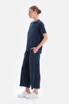 Lacivert Cepli Kısa Paça Cupro Pantolon