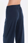 Lacivert Cepli Kısa Paça Cupro Pantolon